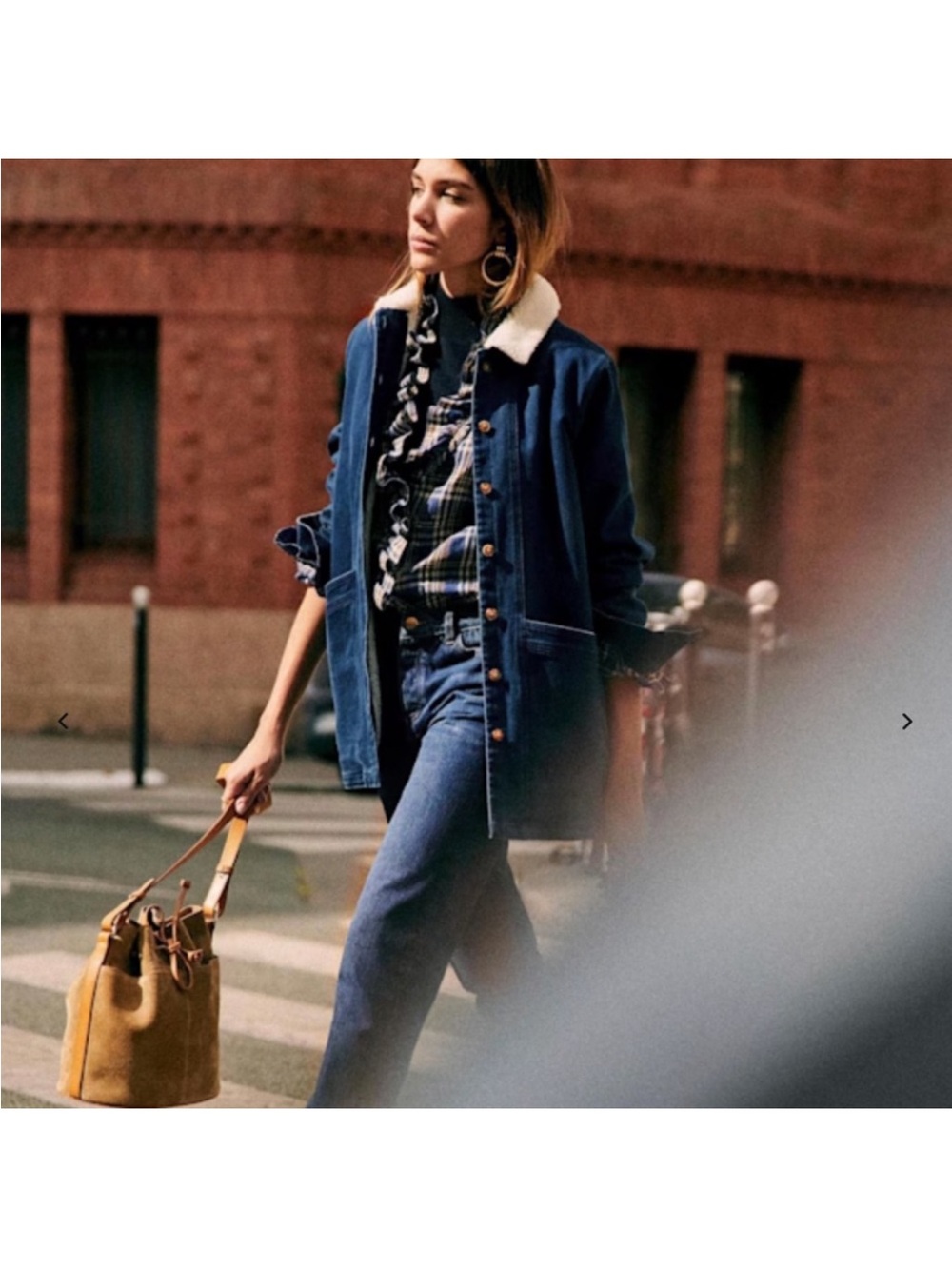 Sezane | Jacket | Will Jacket Indigo Faux Sheepskin Collar - Picture 14 of 14